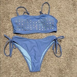Blue Bikini with Rhinestone Accents